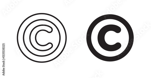Copyright vector icon set in black color.