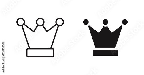 Crown vector icon set in black color.