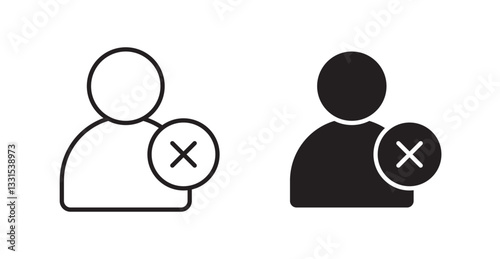 Delete user vector icon set in black color.
