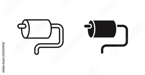 Exhaust pipe vector icon set in black color.