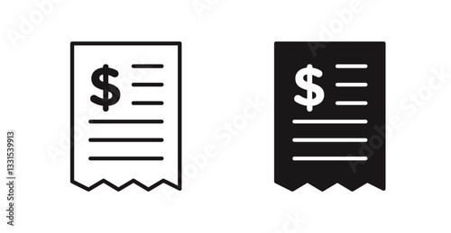 File invoice vector icon set in black color.