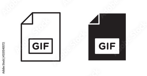 Gif vector icon set in black color.