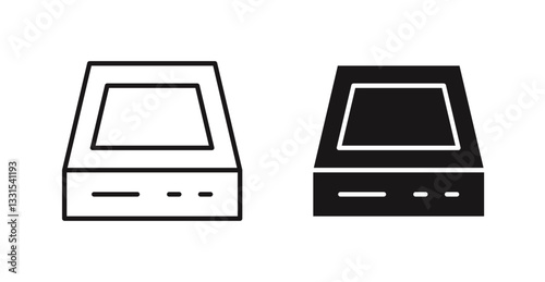 Hard Disk vector icon set in black color.
