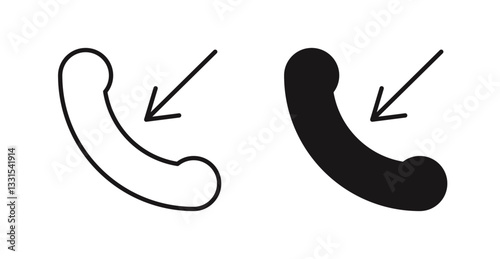 Incoming Call vector icon set in black color.