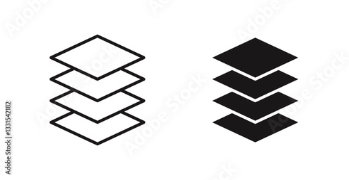 Layers vector icon set in black color.