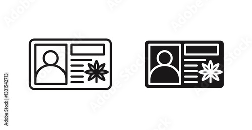 Medical marijuana card vector icon set in black color.