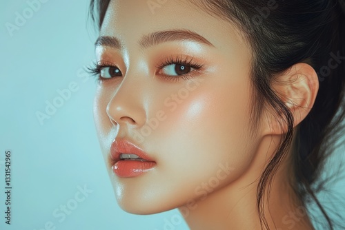 Close up of a beautiful woman with flawless makeup look