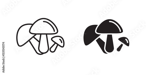 Mushroom vector icon set in black color.