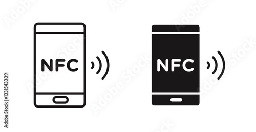 NFC communication vector icon set in black color.