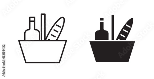 Picnic vector icon set in black color.
