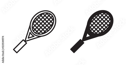 Racquet vector icon set in black color.