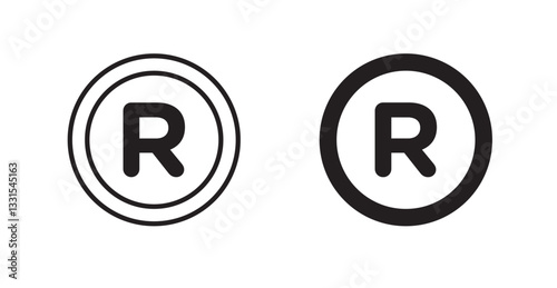 Registered vector icon set in black color.