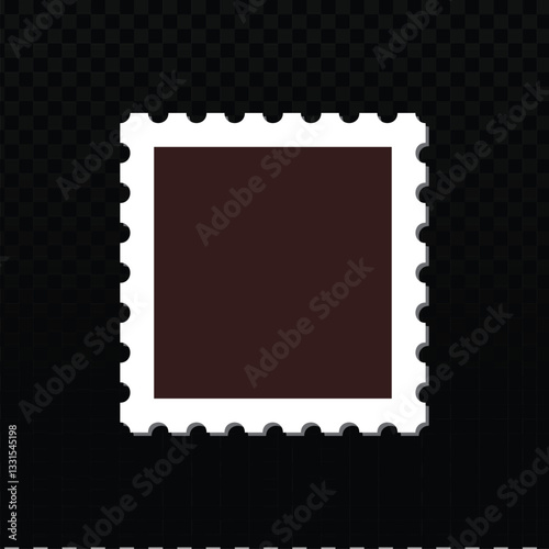 Classic stamp vector, an internationally recognized symbol of postage and communication. This timeless design, featuring iconic perforated edges and a versatile brown center, offers a blank canvas 