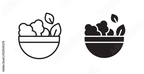 Salad vector icon set in black color.