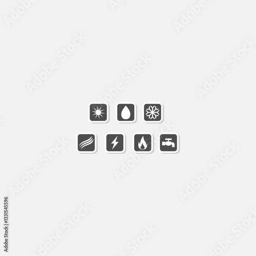 Weather Icons Set sticker isolated on gray background