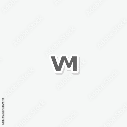 VM White Letter Logo Design sticker isolated on gray background Free Download VM White Letter Logo Design sticker isolated on gray background - GFXLoad