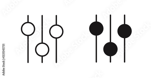 Settings sliders vector icon set in black color.