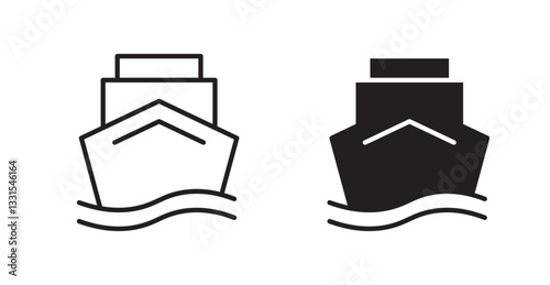 Ship vector icon set in black color.