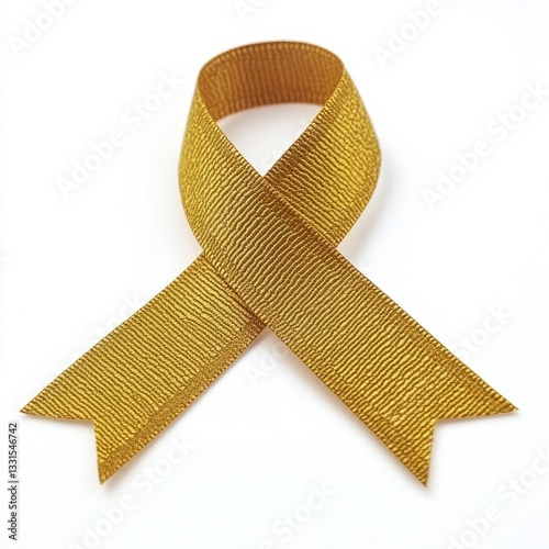 Yellow ribbon for cancer awareness isolated on white background