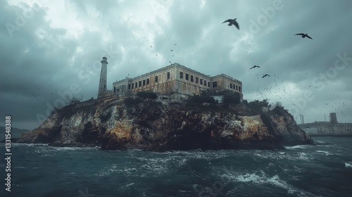 Stormy weather at alcatraz island coastal landscape photography dramatic seascape dark atmosphere