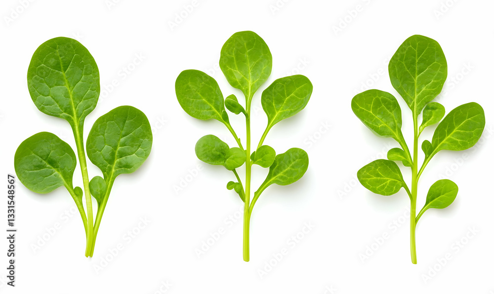 Fototapeta premium Fresh Green Leaves of Spinach Isolated on White Background