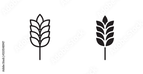 Wheat vector icon set in black color.