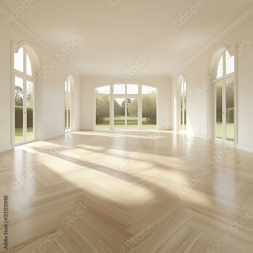 Sunlit Empty Mansion Room.