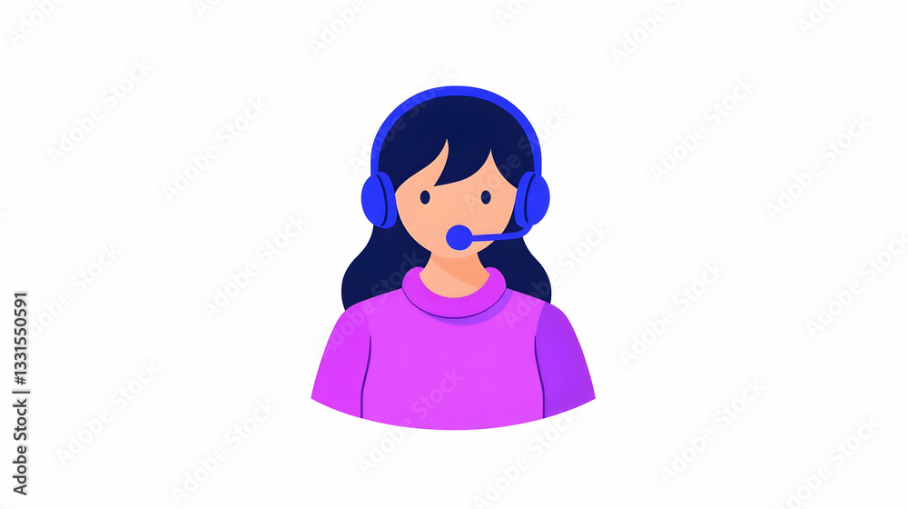 Friendly customer service representative wearing headset and smiling Friendly customer service representative wearing headset and smiling