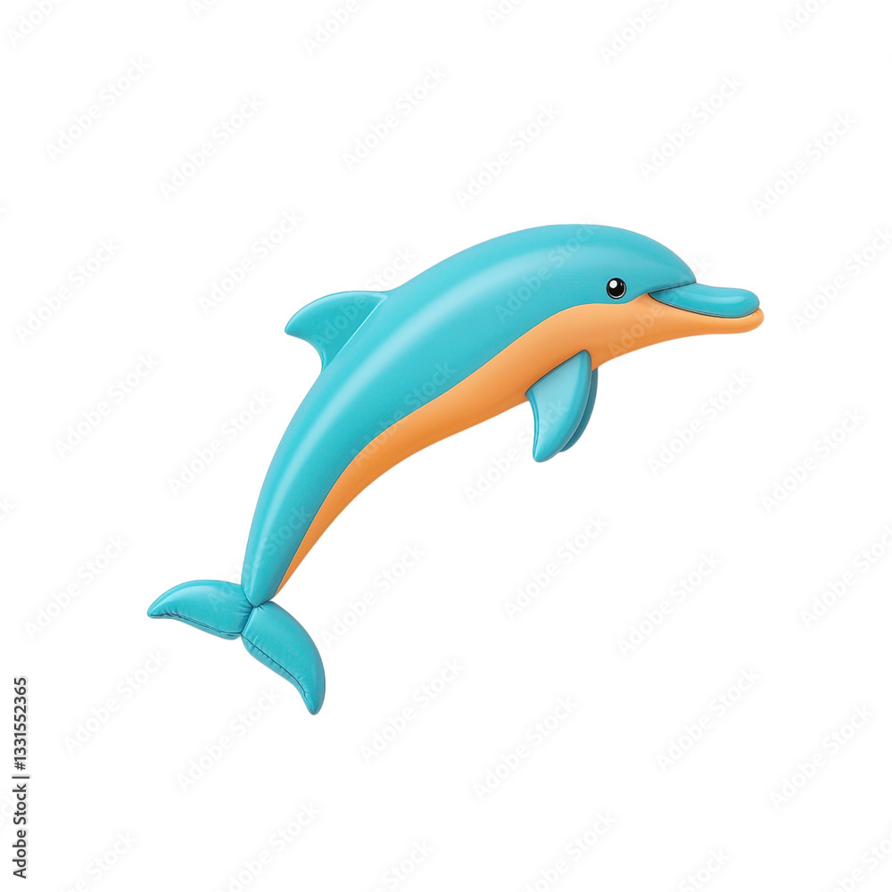 Fototapeta premium Illustration of a blue and orange dolphin on a transparent background. Concept of marine life, sea animals, and ocean.