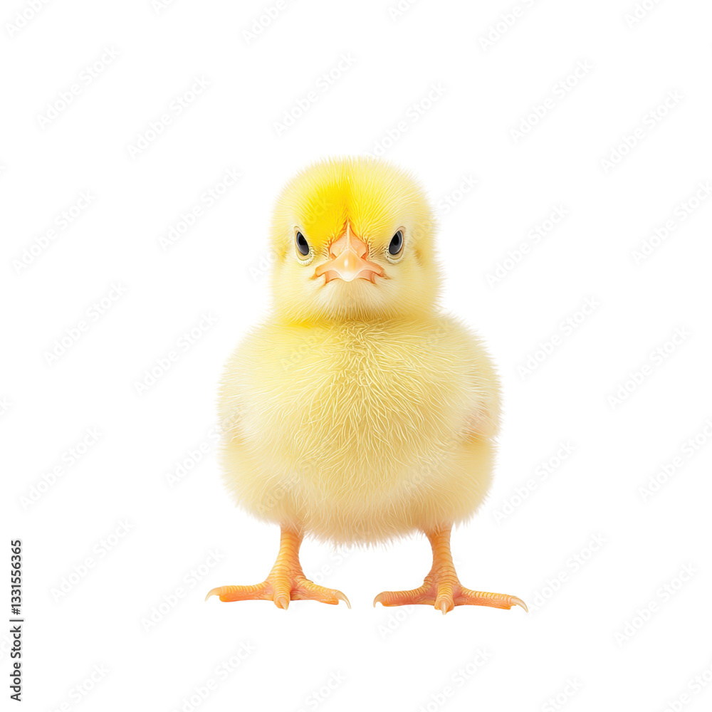 Obraz premium Cute yellow chick standing on a transparent background. Concept of spring, easter, and new life.
