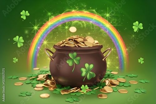 Chasing the Rainbow for a Pot of Coins on St. Patrick's Day.
