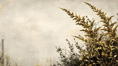 Elegant Botanical Background with Leaves and Textured Canvas Design