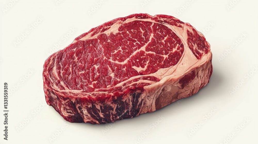 Obraz premium Sizzling ribeye steak preparation kitchen food photography bright lighting close-up culinary excellence