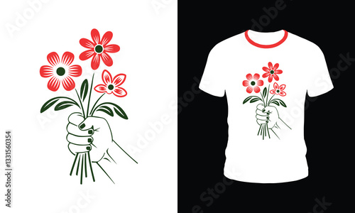 A white t shirt with a floral design high quality creative informative creative engaging.