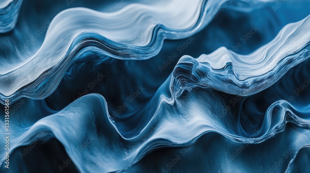 Obraz premium Abstract close-up of flowing blue waves on textured surface evoking calm and tranquility in captivating design