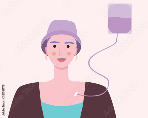 Cancer patients silhouettes and cancer ribbon, silhouette vector stock illustration with unidentifiable people together as a template with space for text or copy space
