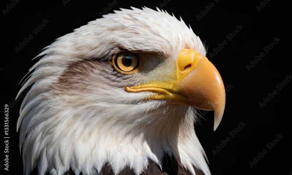 Majestic bald eagle portrait with striking plumage and intense gaze Majestic bald eagle portrait with striking plumage and intense gaze