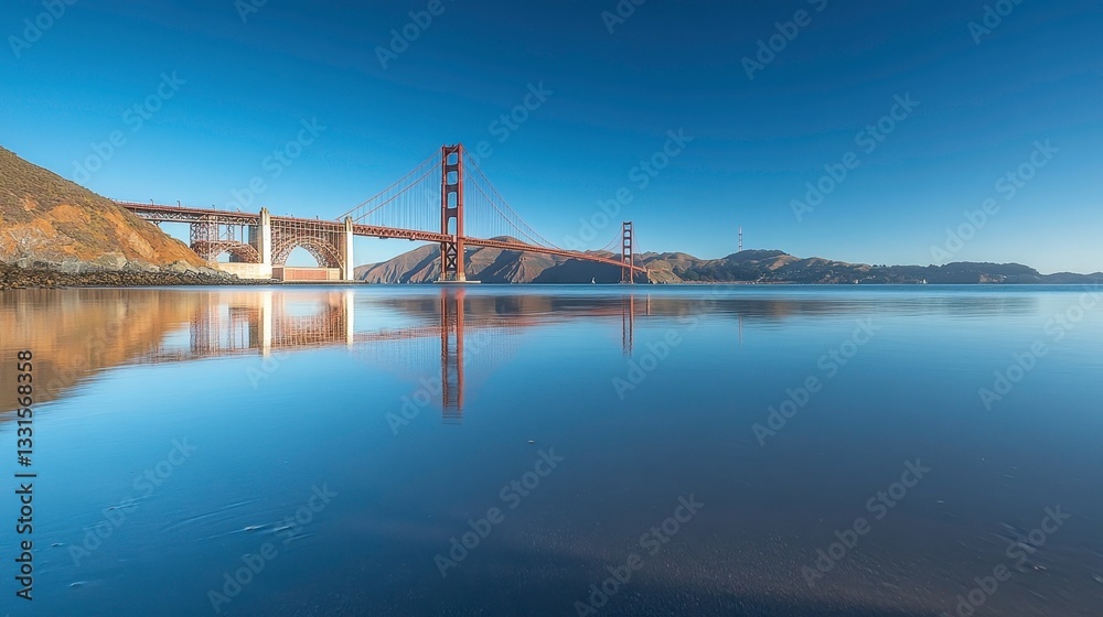 Scenic sunset reflection over golden gate bridge san francisco landscape photography calm waters panoramic view Scenic sunset reflection over golden gate bridge san francisco landscape photography calm waters panoramic view