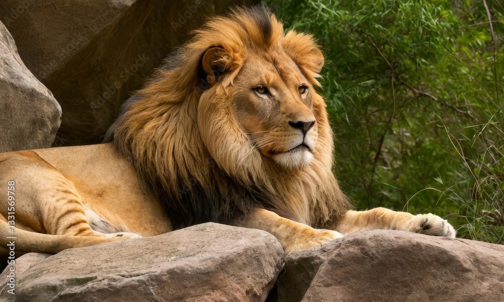 Majestic Lion Portrait, Capturing the King of the Jungle in Natural Habitat Majestic Lion Portrait, Capturing the King of the Jungle in Natural Habitat