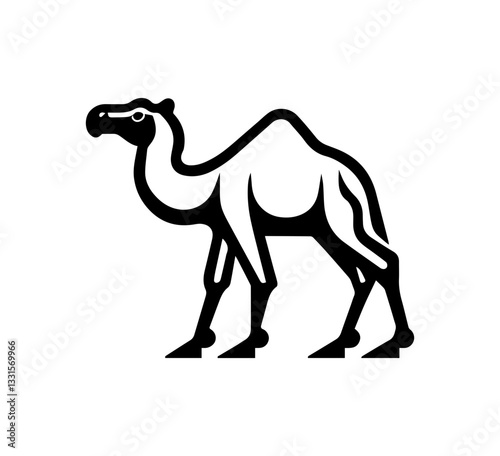 Simple black and white camel silhouette