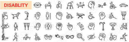 Disability & Accessibility Icon Set – Inclusive Design, Assistive Technology, Mobility Support, Special Needs