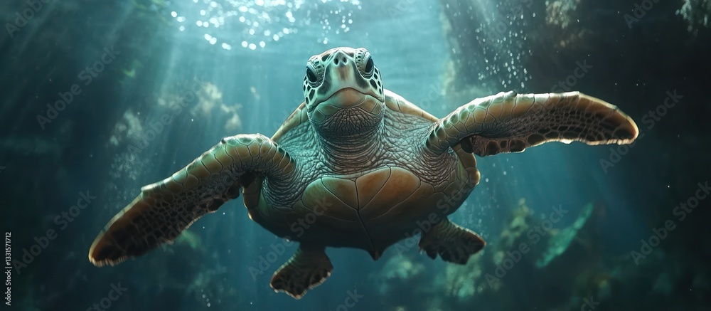 Obraz premium Sea Turtle Aquarium Sunlight Swim