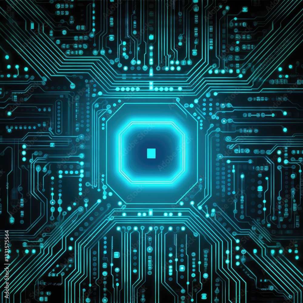 Fototapeta premium Futuristic Glowing Circuit Board Design