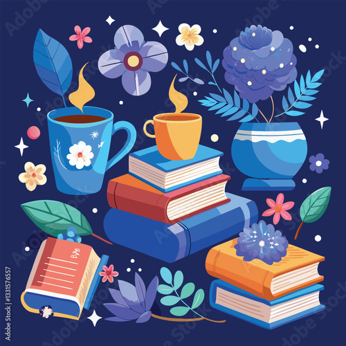 Set of weekly or daily planner and diaries vector flat illustration. Cute sticker template decorated with cartoon image and trendy lettering. Signs, symbols, objects for scheduler or organizer