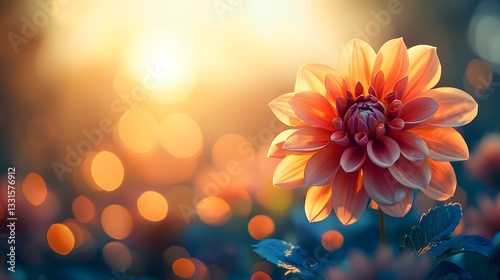 Stunning Blooming Flower with Vibrant Colors and Soft Lights