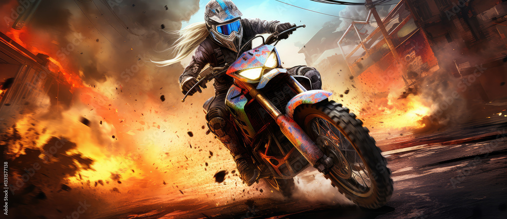 Thrilling Motocross Escape from Explosive Danger