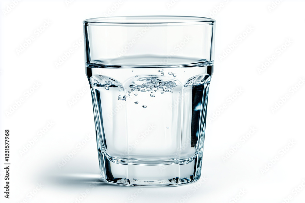Clear sparkling water isolated on white background, Selective focus glass of soda water on white background. Clear sparkling water isolated on white background, Selective focus glass of soda water on white background.
