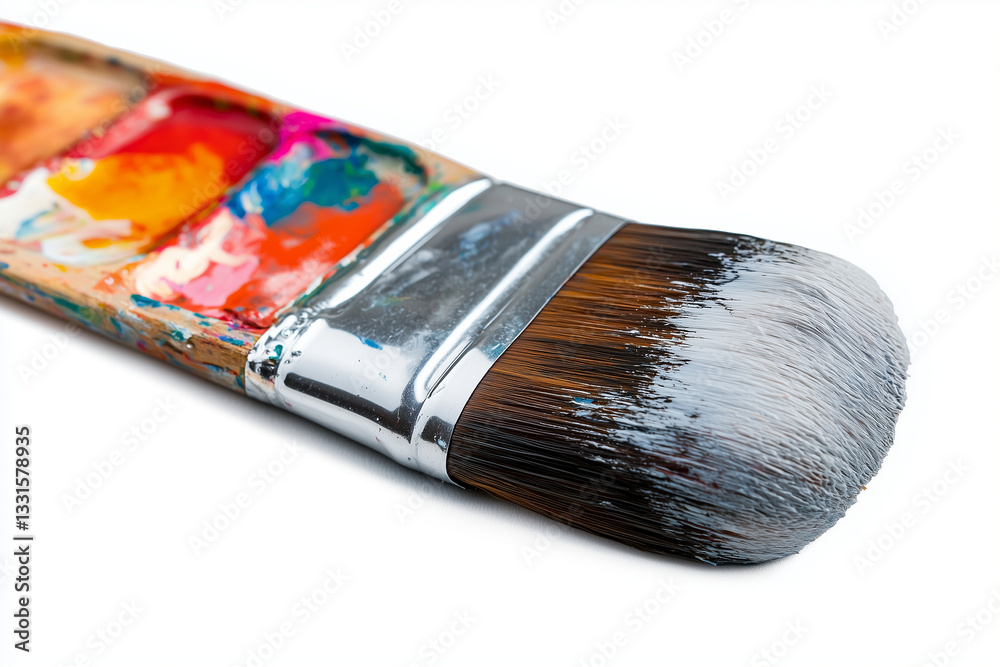 Fototapeta premium Selective focus paint brush isolated on white background, Artist paint brush.