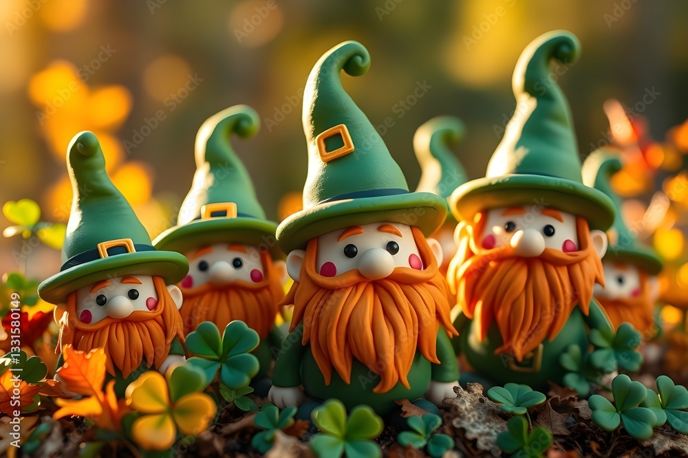 Naklejka premium A Happy Group Celebrating St. Patrick's Day with Shamrocks and Gold.