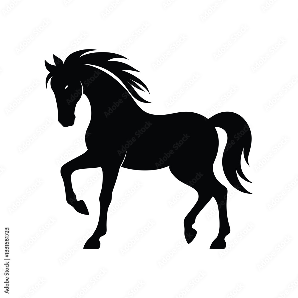 Elegant Horse Silhouette on Hill - Perfect for Nature and Freedom Themes Elegant Horse Silhouette on Hill - Perfect for Nature and Freedom Themes